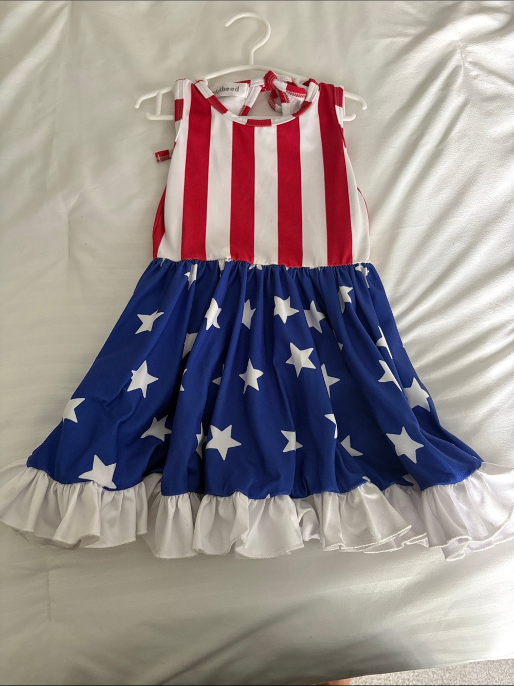 Patriotic Red, White & Blue Sleeveless Girls' Casual Dress